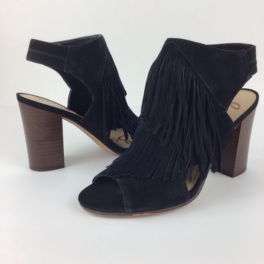 Sam Edelman Black Suede Elaine Fringe Sandal l 6